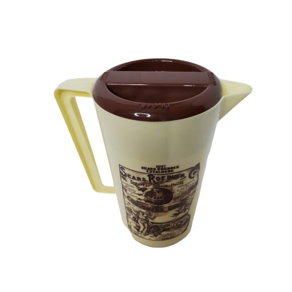 Vtg Plastic Pitcher w Brown Plastic Lid Retro Sears, Roebuck & Co. - Picture 10 of 11